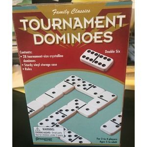 Family Classics Tournament Dominoes Double Six Crystalline Tiles in Storage Case